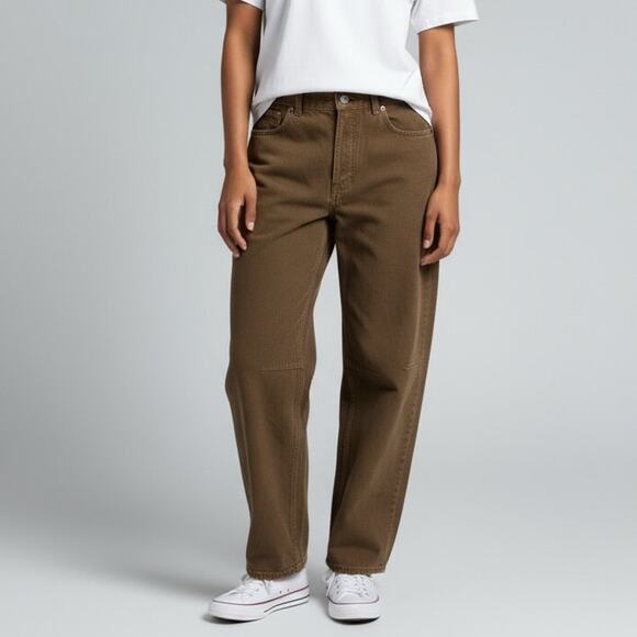 Madewell The Darted Barrel-Leg Jean Womens Sz 28 Brown Garment Dyed Denim Casual - Picture 1 of 7